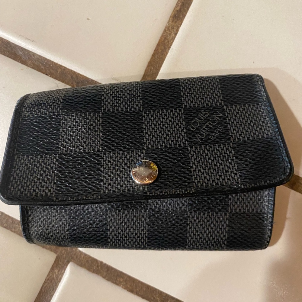 Louis Vuitton Black and Gray Checkered Wallet